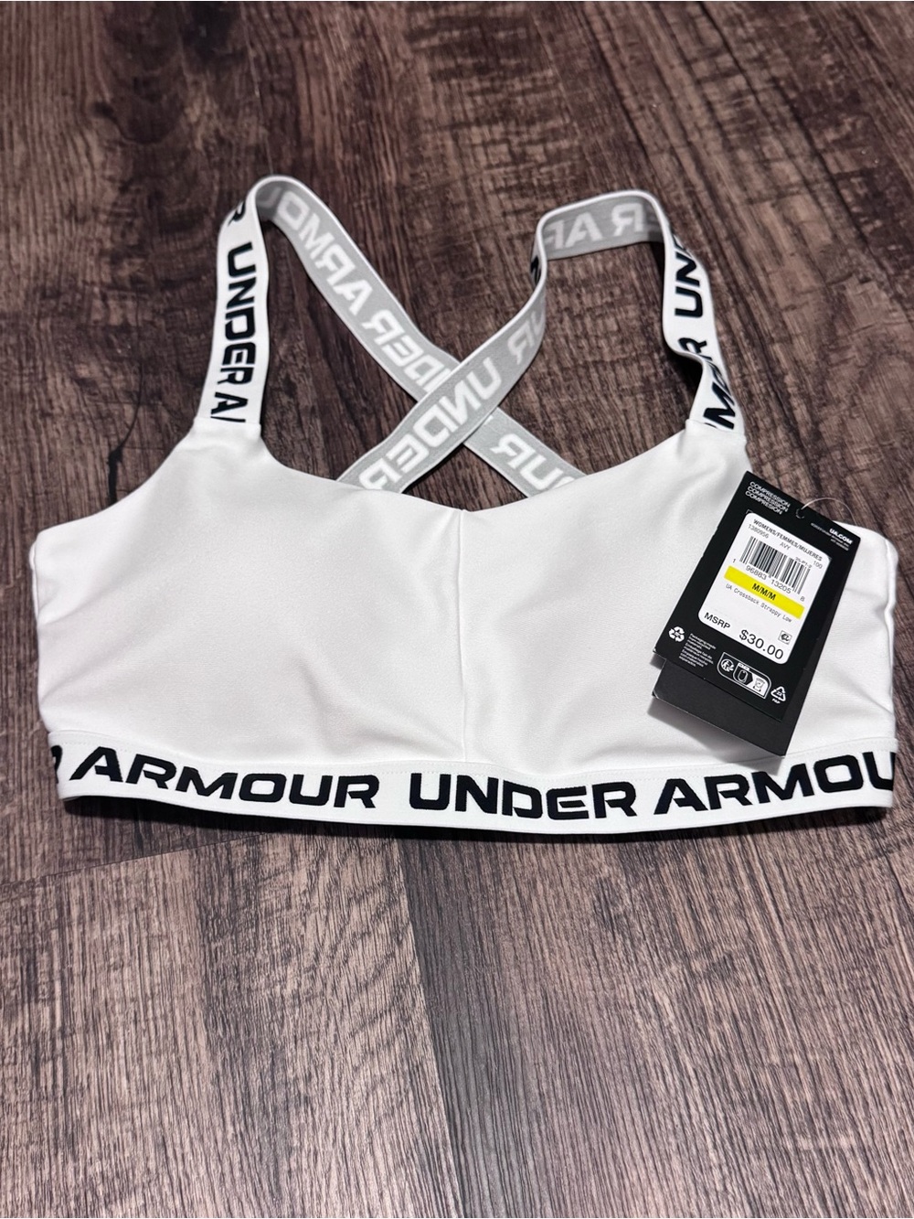 Under Armour White Sports Bra with Branded Elastic Straps